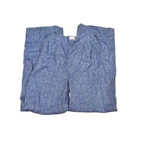 Max N Chester Women's Wide Leg Trouser Pants Size 6 Chambray Blue Linen Cotton